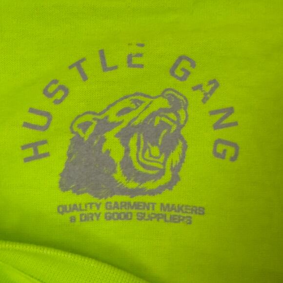 Hustle Gang Vengeance Skull Tee 2XL Acid Lime Graphic Streetwear Flame Logo NWT - Picture 2 of 15